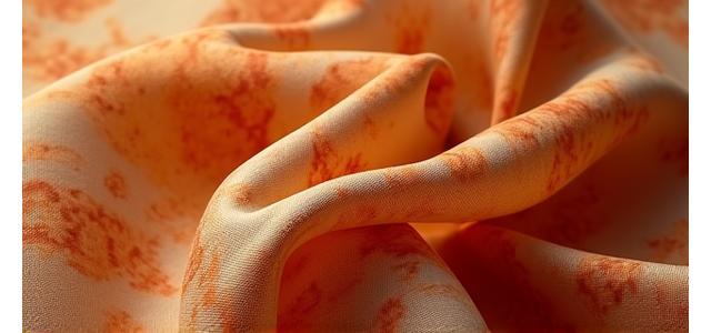 Tissu en soie recyclée aux motifs abstraits et couleurs chaudes
